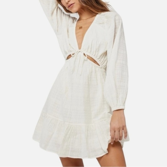 NWT L*SPACE Feelin’ Fine Mini Dress Women Size XS Cream Boho - Picture 1 of 11